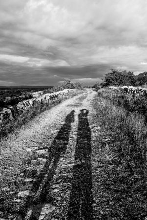Shadows on an old road in Clare